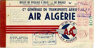 BILLET AIR ALGERIE 1957 01